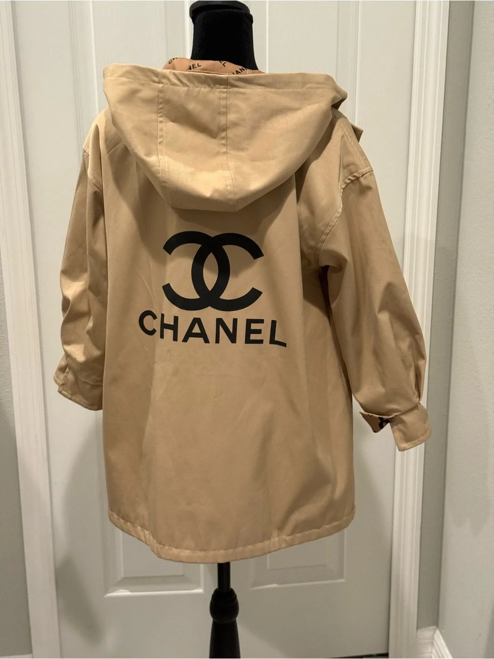 Reversible CC Tan Logo Hooded Rain Jacket - Picture 2 of 5